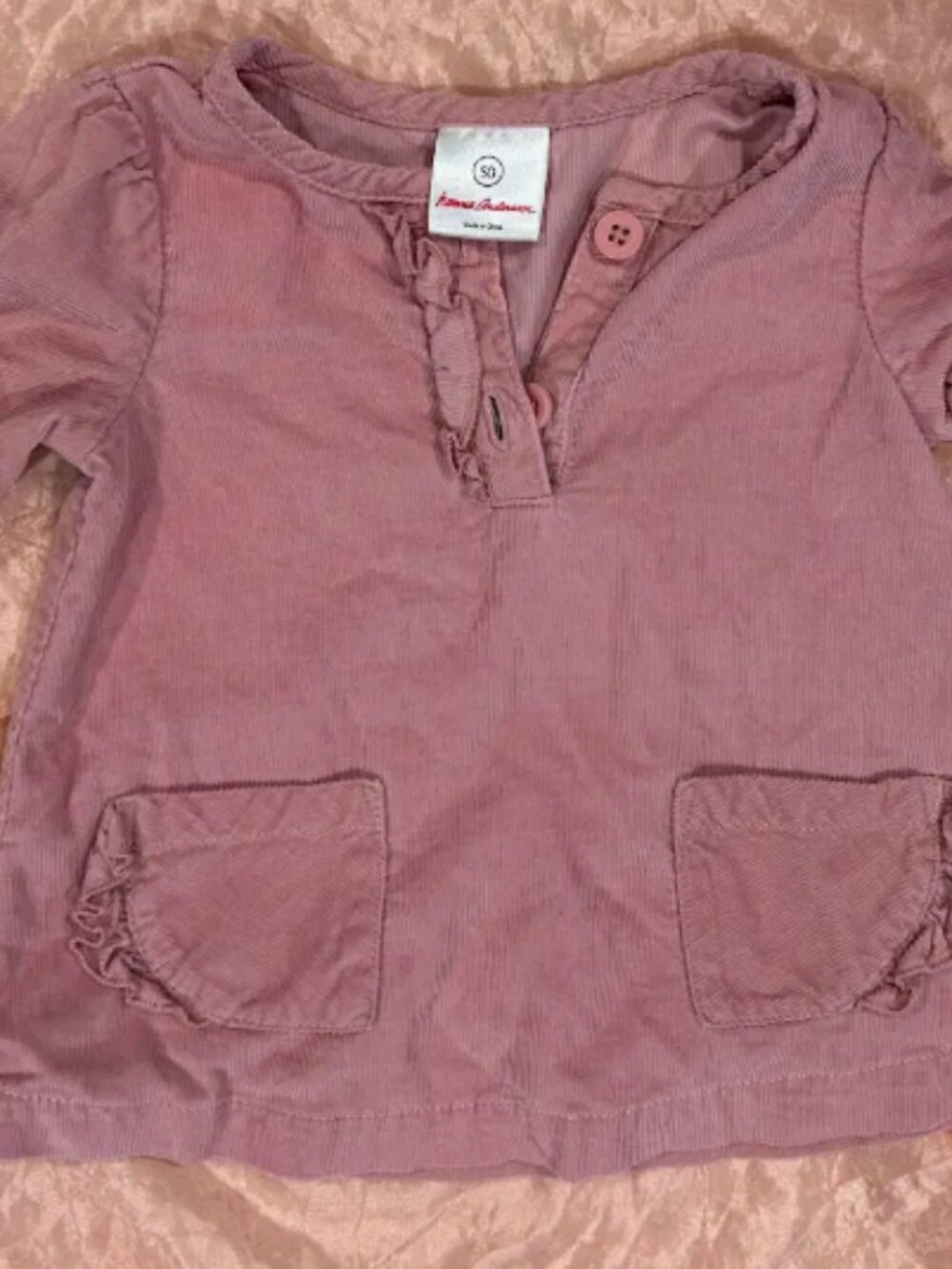 HANNA ANDERSSON BABY GIRL 0-3 50 CM DUSTY ROSE PINK COTTON CORDUROY DRESS TUNIC